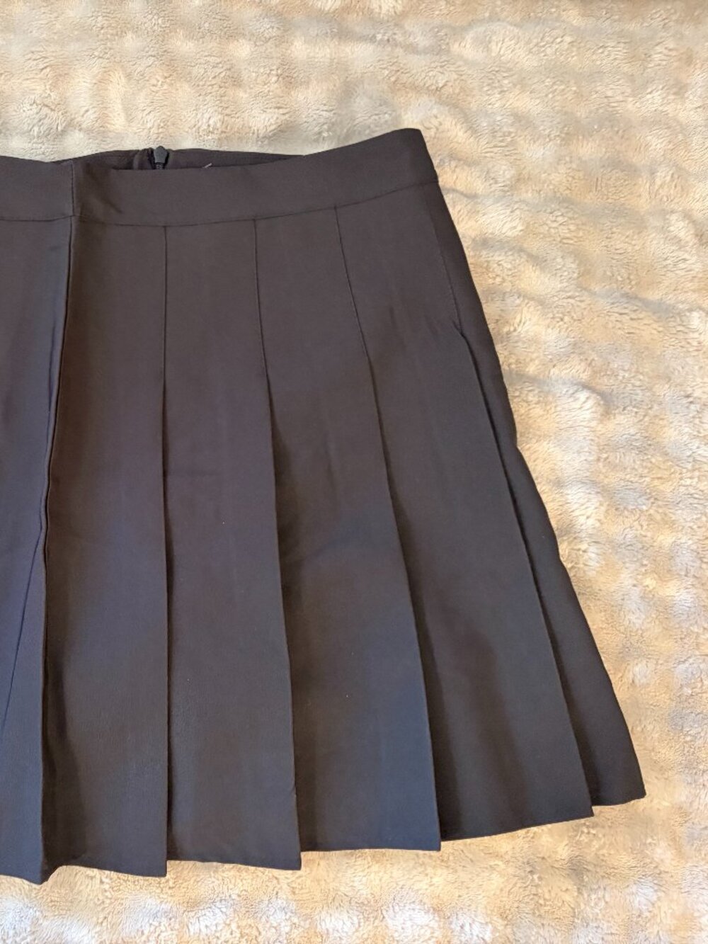 High-Waisted Pleated Tennis Skirt with Liner Shorts, School, Black, Size Large